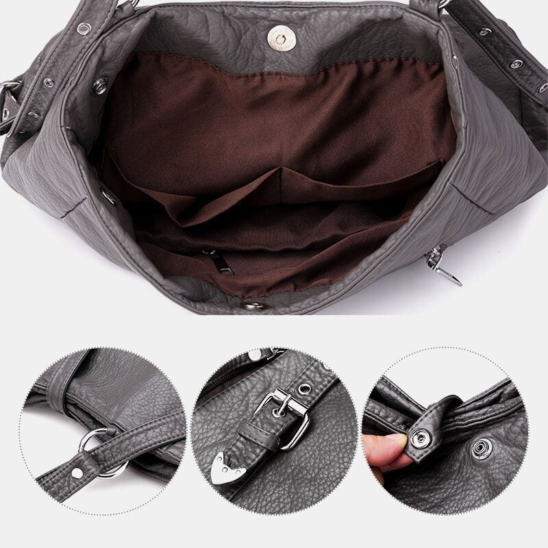 Kobiety Faux Leather Duża Pojemność Travel Outdoor Work Multi-carry Torba Na Ramię Torebka Plecak