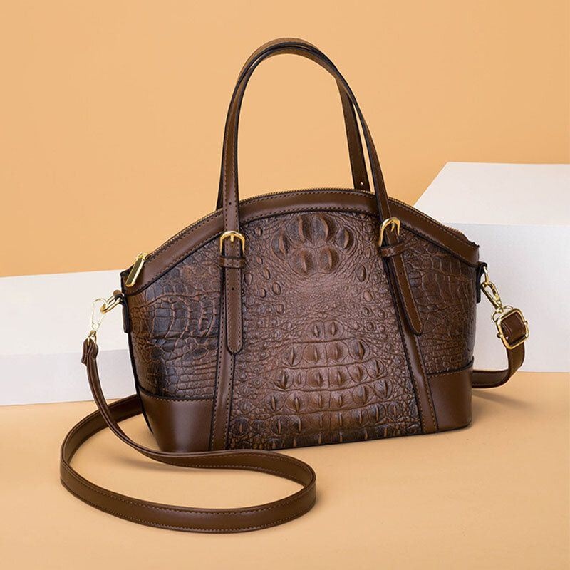 Kobiety Faux Leather Fashion Alligator Duża Pojemność Multi-carry Patchwork Torebka Crossbody