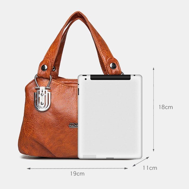 Kobiety Faux Leather Retro Business Zakupy Na Wszystkie Mecze Duża Pojemność Multi-carry Torebka Tote Crossbody Bag