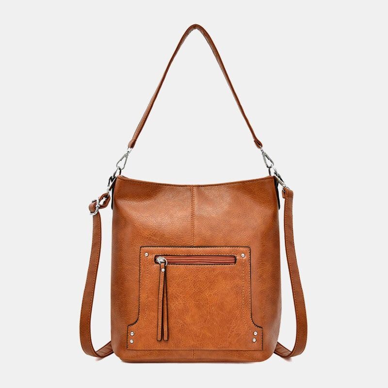 Kobiety Faux Leather Retro Torba Na Ramię O Dużej Pojemności Torebka Na Ramię