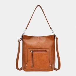 Kobiety Faux Leather Retro Torba Na Ramię O Dużej Pojemności Torebka Na Ramię