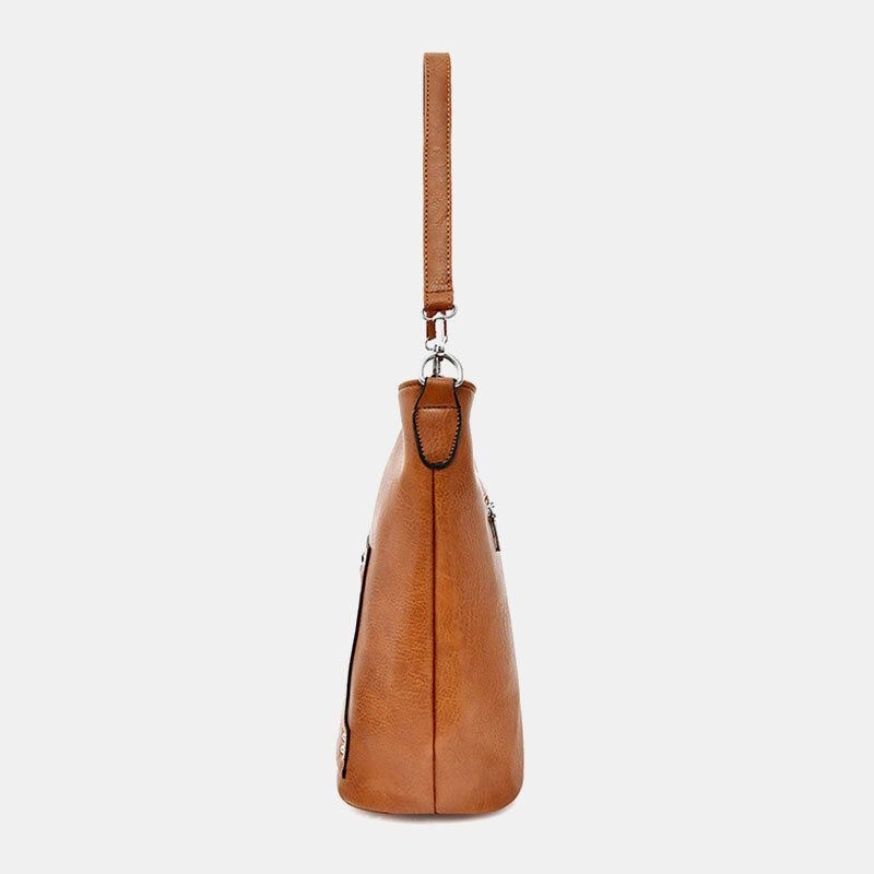 Kobiety Faux Leather Retro Torba Na Ramię O Dużej Pojemności Torebka Na Ramię