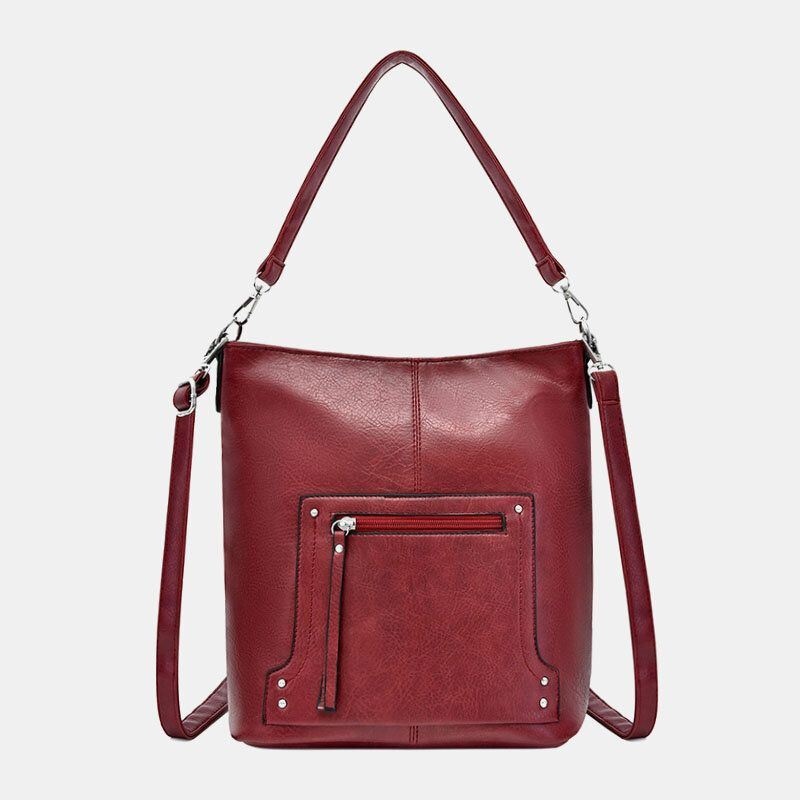 Kobiety Faux Leather Retro Torba Na Ramię O Dużej Pojemności Torebka Na Ramię