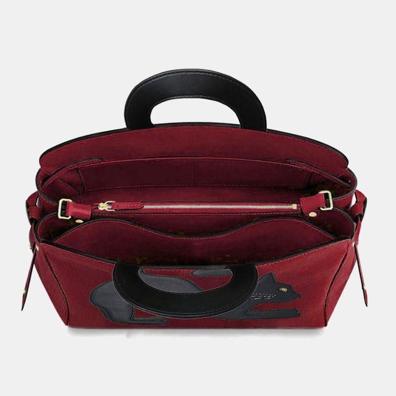 Kobiety Moda Uroda Faux Leather Torebka O Dużej Pojemności Torba Crossbody Torba Na Ramię Torba Dla Kota