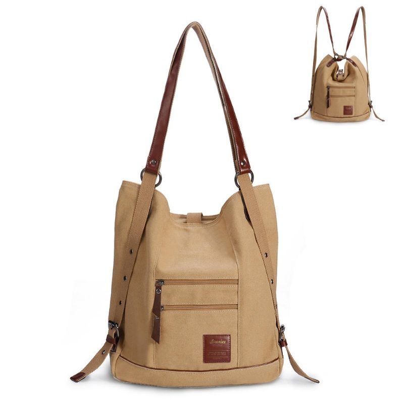 Kobiety Multi-carry Casual Canvas Torebka Torba Na Ramię Plecak Na Ramię