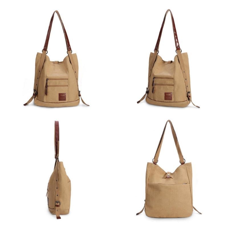 Kobiety Multi-carry Casual Canvas Torebka Torba Na Ramię Plecak Na Ramię