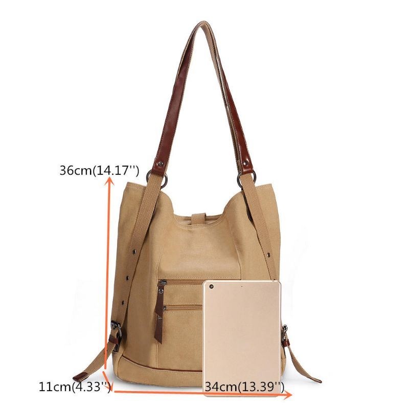 Kobiety Multi-carry Casual Canvas Torebka Torba Na Ramię Plecak Na Ramię