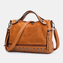 Kobiety Nit Vintage Pu Skórzana Wielofunkcyjna Torba Crossbody Torba Na Ramię Torebka