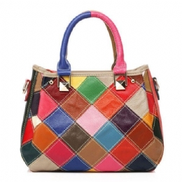 Kobiety Patchwork Skóra Bydlęca Kolorowa Torebka Torebka Torba Crossbody