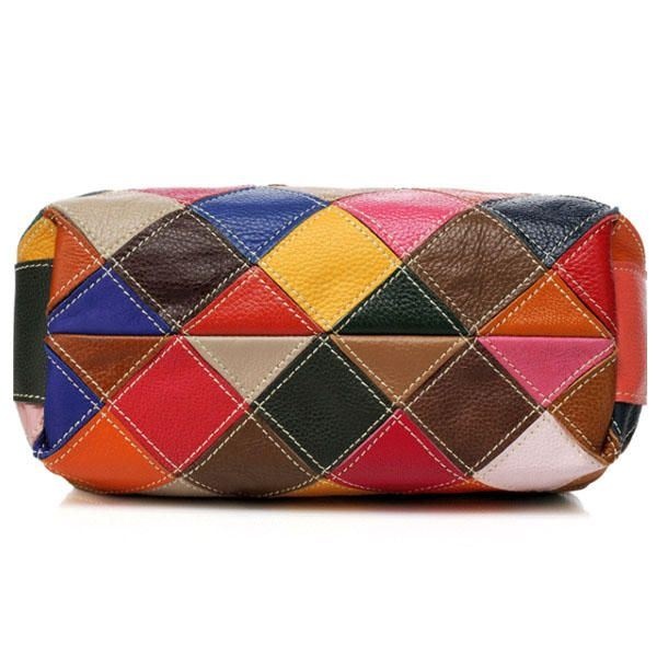 Kobiety Patchwork Skóra Bydlęca Kolorowa Torebka Torebka Torba Crossbody