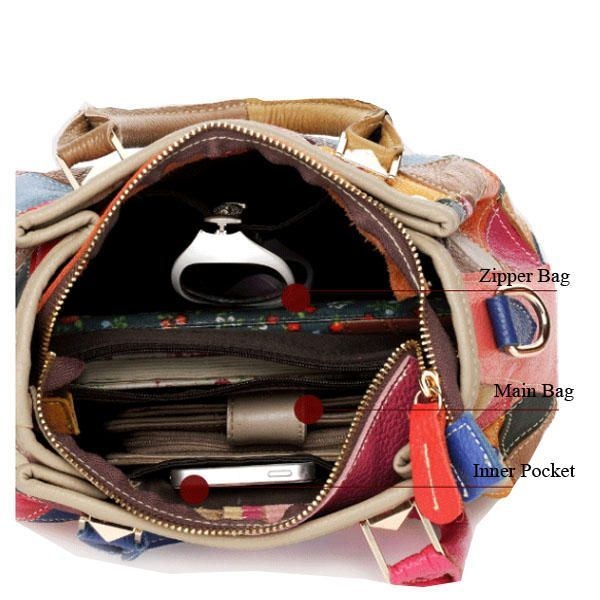 Kobiety Patchwork Skóra Bydlęca Kolorowa Torebka Torebka Torba Crossbody