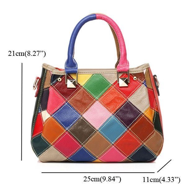 Kobiety Patchwork Skóra Bydlęca Kolorowa Torebka Torebka Torba Crossbody