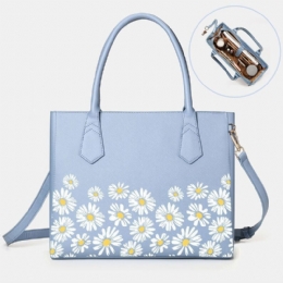 Kobiety Pu Leather Daisy Wielofunkcyjna Wielo-kieszeniowa 13.3 Cal Laptop Klucz Torebka Torba Na Ramię