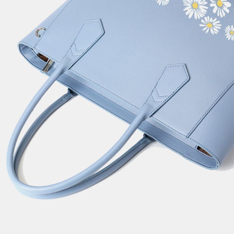 Kobiety Pu Leather Daisy Wielofunkcyjna Wielo-kieszeniowa 13.3 Cal Laptop Klucz Torebka Torba Na Ramię