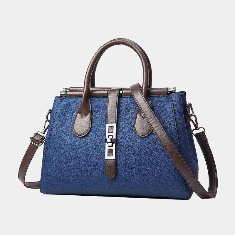 Kobiety Pu Leather Fashion Casual Średnia Pojemność Jednolity Kolor Multi-carry Torebka Torba Na Ramię Torba Na Ramię