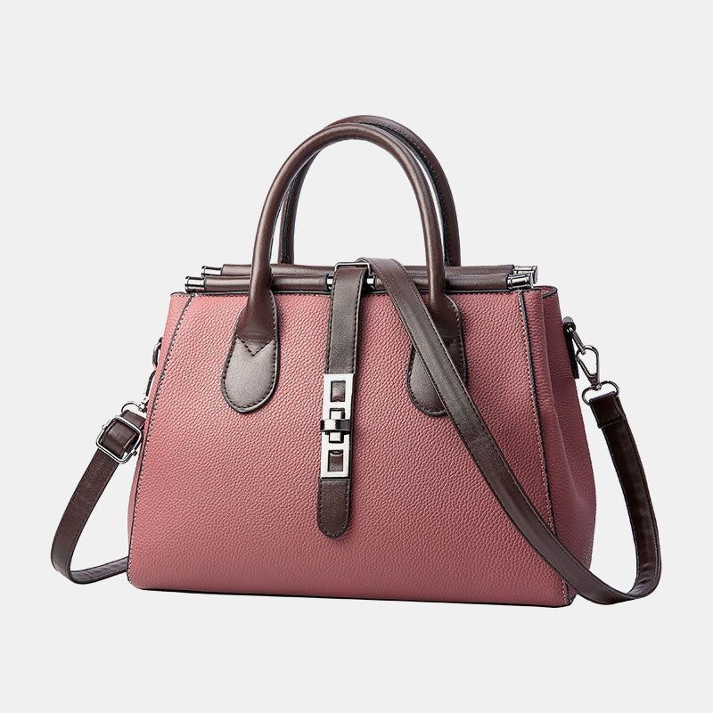 Kobiety Pu Leather Fashion Casual Średnia Pojemność Jednolity Kolor Multi-carry Torebka Torba Na Ramię Torba Na Ramię