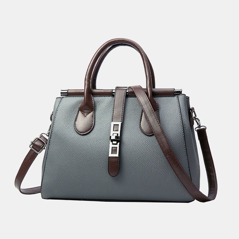 Kobiety Pu Leather Fashion Casual Średnia Pojemność Jednolity Kolor Multi-carry Torebka Torba Na Ramię Torba Na Ramię