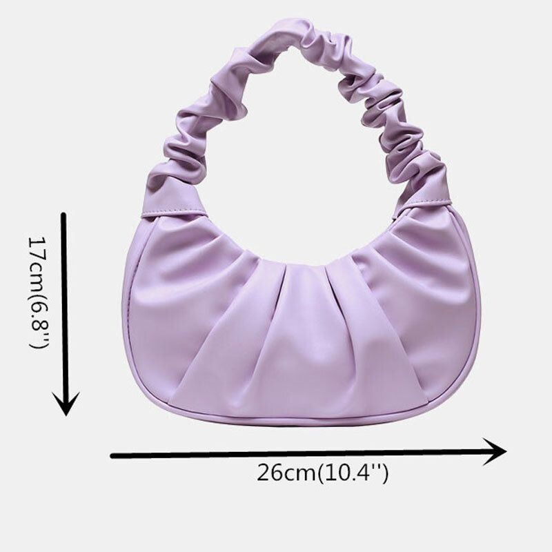 Kobiety Pu Leather Solid Color Fold Fashion Torba Pod Pachami Torba Na Ramię Torebka