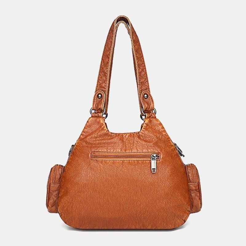 Kobiety Pu Skóra O Dużej Pojemności Z Wieloma Kieszeniami Dekoracja Nitów Retro Miękkie Torebki Na Ramię Torebki Crossbody