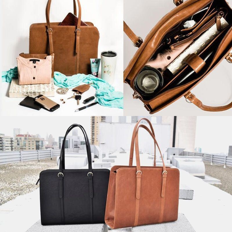 Kobiety Pu Skórzana Torba Z Wieloma Kieszeniami Na Co Dzień Business Convertible Tote Torebka Crossbody Bag