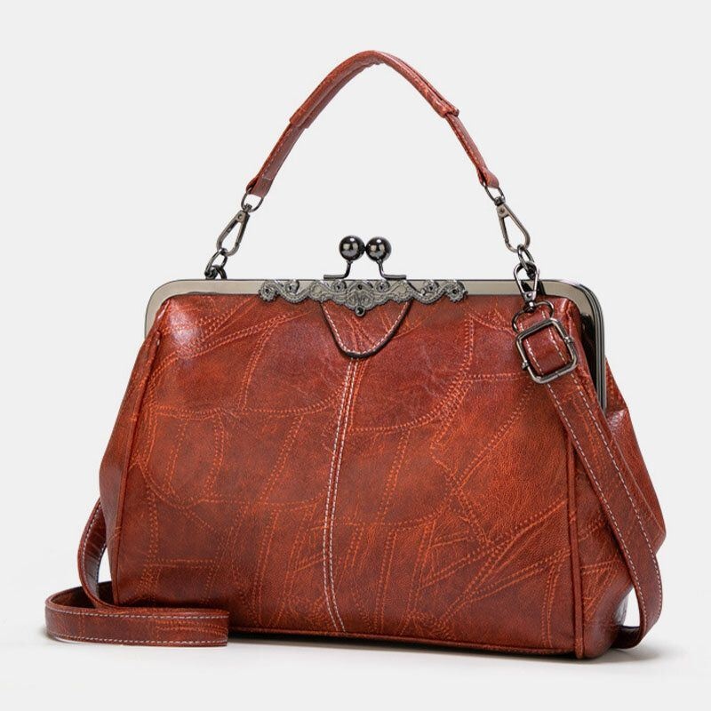 Kobiety Pu Skórzana Torebka O Dużej Pojemności Vintage Lock Torebka Crossbody Torba Satchel Bag