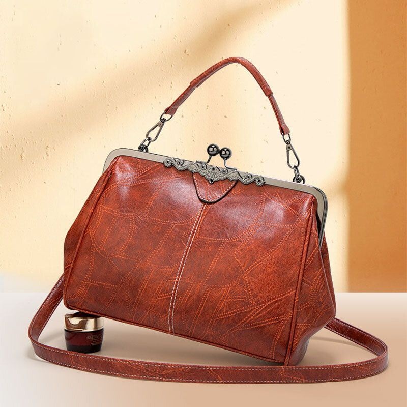 Kobiety Pu Skórzana Torebka O Dużej Pojemności Vintage Lock Torebka Crossbody Torba Satchel Bag