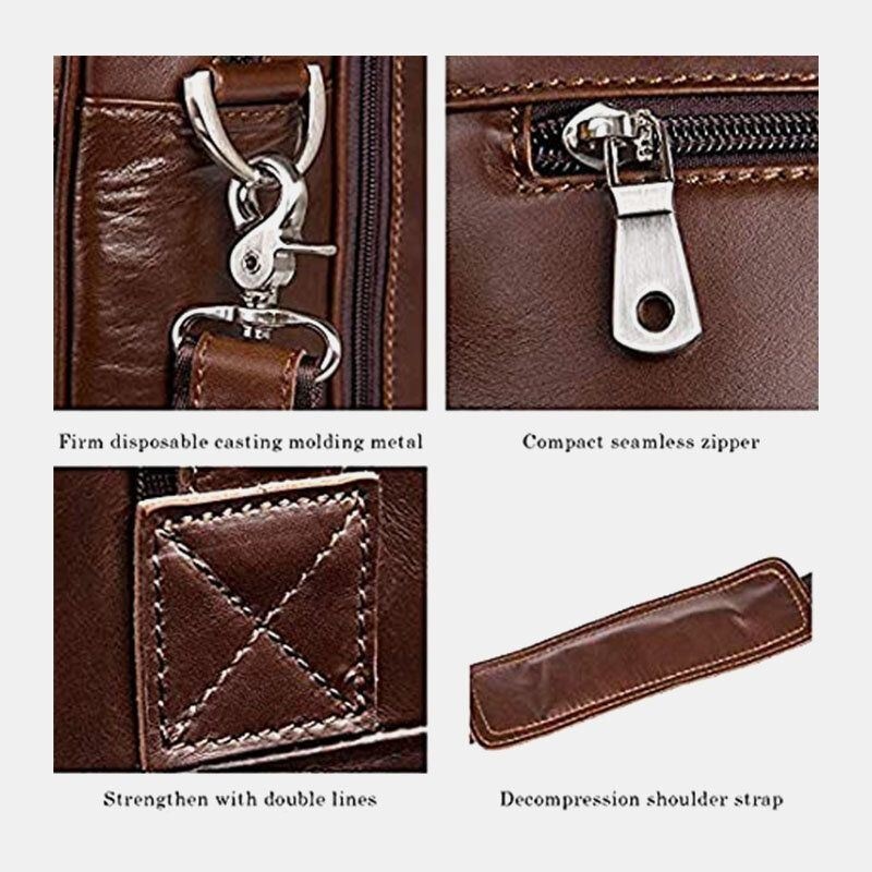 Mężczyźni Faux Leather Multi-pocket Wielofunkcyjne Odporne Na Zachlapanie 15.6 Cal Torby Na Laptopy Teczki Torba Crossbody Torebka