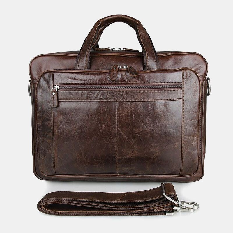 Mężczyźni Faux Leather Multi-pocket Wielofunkcyjne Odporne Na Zachlapanie 15.6 Cal Torby Na Laptopy Teczki Torba Crossbody Torebka