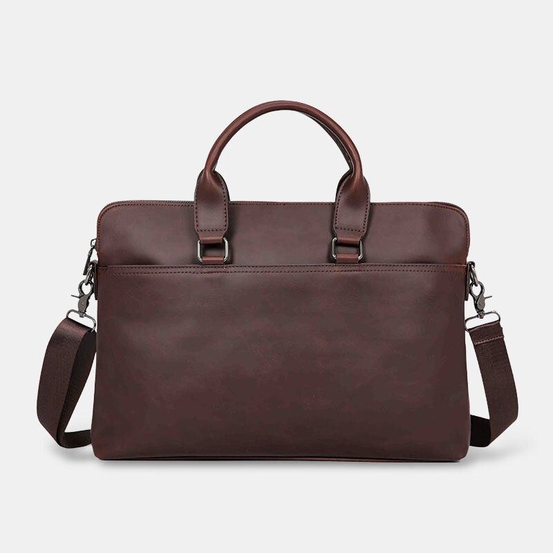 Mężczyźni Vintage Faux Leather Multi-carry Duża Pojemność Jednolity Kolor Teczki Torebki Biznesowa Torba Crossbody