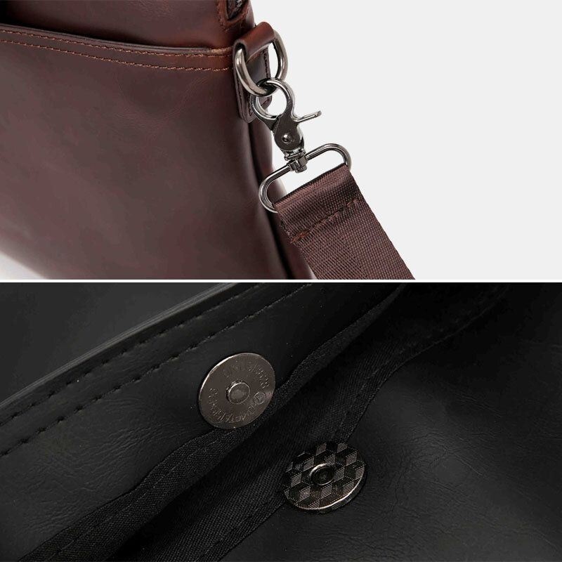 Mężczyźni Vintage Faux Leather Multi-carry Duża Pojemność Jednolity Kolor Teczki Torebki Biznesowa Torba Crossbody