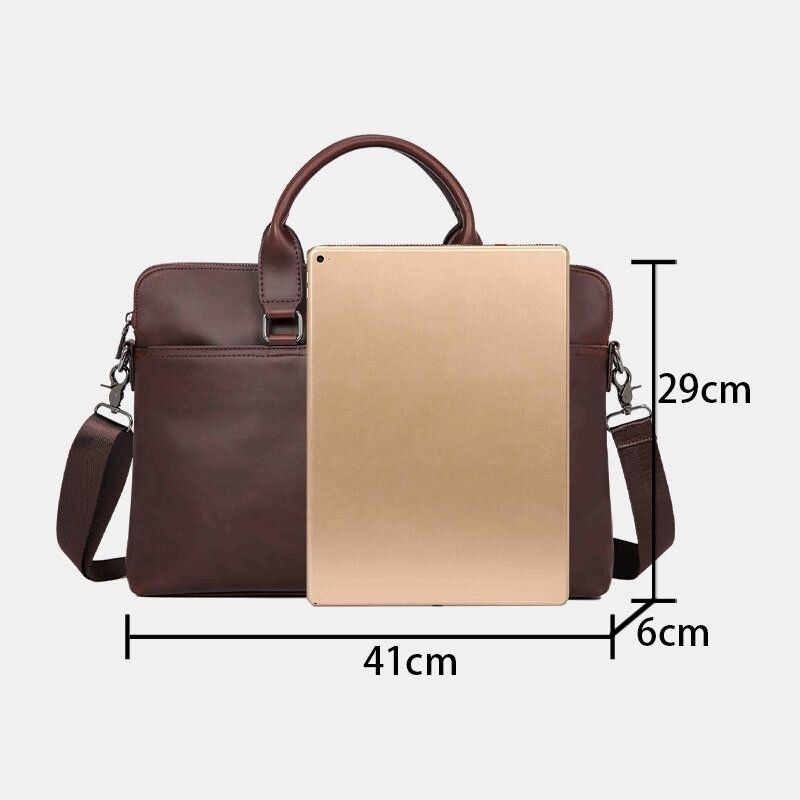 Mężczyźni Vintage Faux Leather Multi-carry Duża Pojemność Jednolity Kolor Teczki Torebki Biznesowa Torba Crossbody