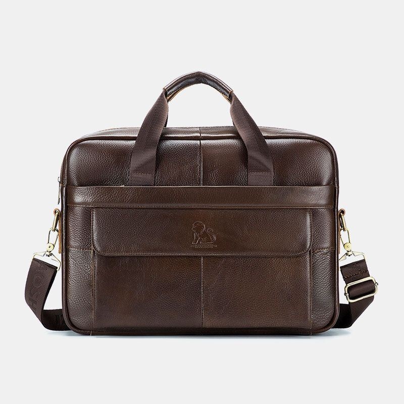 Męska Teczka W Stylu Vintage Odporna Na Zużycie Teczka Na Laptopa Z Prawdziwej Skóry O Dużej Pojemności Torebka Typu Crossbody