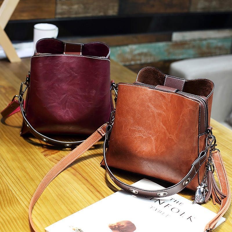 Męska Torebka Damska W Stylu Vintage Faux Leather Crossbody Torby Na Ramię Torba Wiadro Torba Crossbody