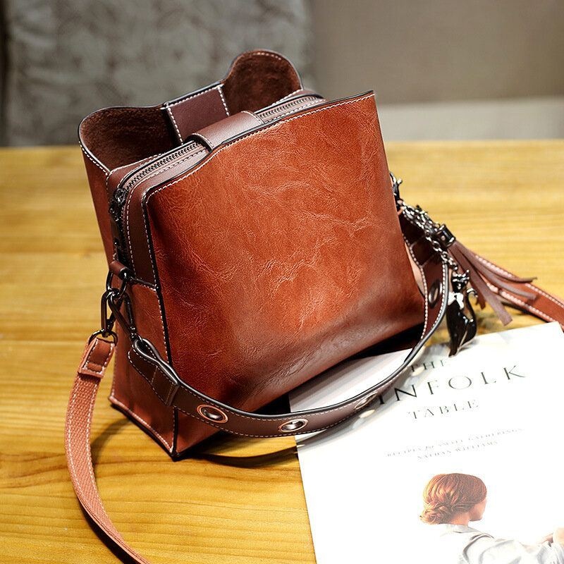 Męska Torebka Damska W Stylu Vintage Faux Leather Crossbody Torby Na Ramię Torba Wiadro Torba Crossbody