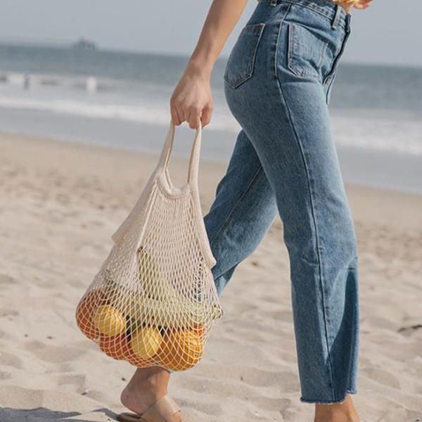 Modna Damska Torba Na Zakupy Na Plażę Torba Z Siateczki