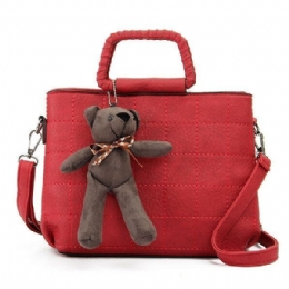 Retro Kobiety Pu Skórzane Torebki Plaid Bear Damskie Elgant Torby Na Ramię Torby Crossbody