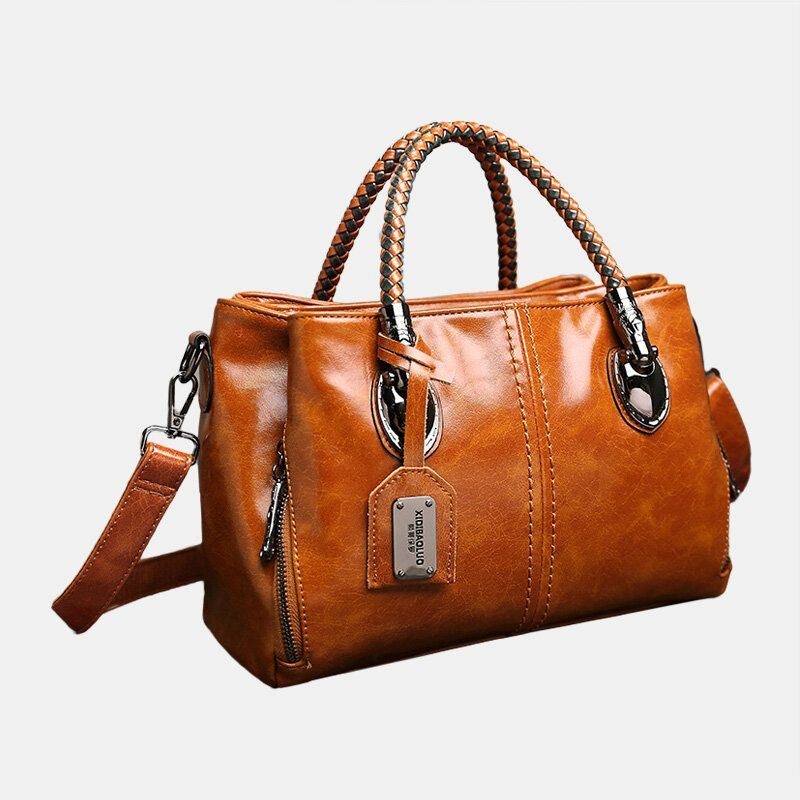 Torebka Damska Vintage Oil Wax Skórzana Trójwarstwowa Torba Crosssbody