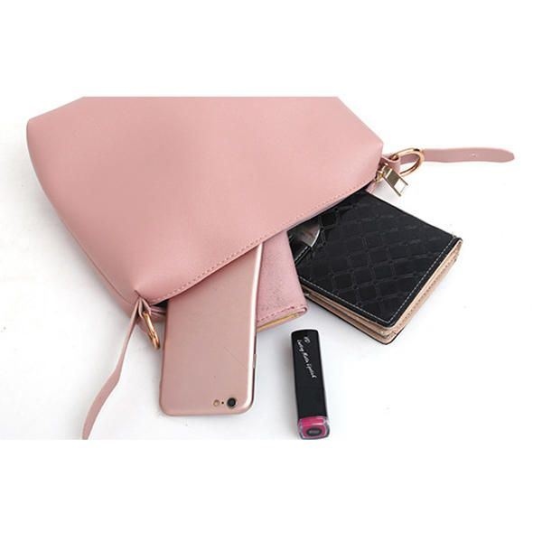 Trzyczęściowy Zestaw Męskich Kobiet Faux Leather Torebka Z Frędzlami Crossbody Bag Clutch Bag