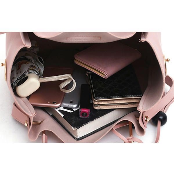 Trzyczęściowy Zestaw Męskich Kobiet Faux Leather Torebka Z Frędzlami Crossbody Bag Clutch Bag