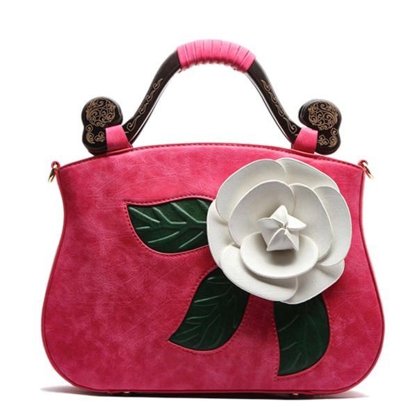 Vintage Fashion Pu Leather Rose Ozdobna Torebka Crossbody Dla Kobiet