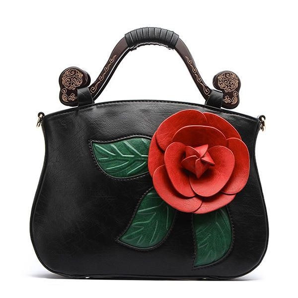 Vintage Fashion Pu Leather Rose Ozdobna Torebka Crossbody Dla Kobiet