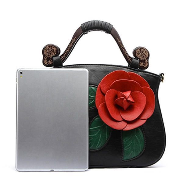 Vintage Fashion Pu Leather Rose Ozdobna Torebka Crossbody Dla Kobiet