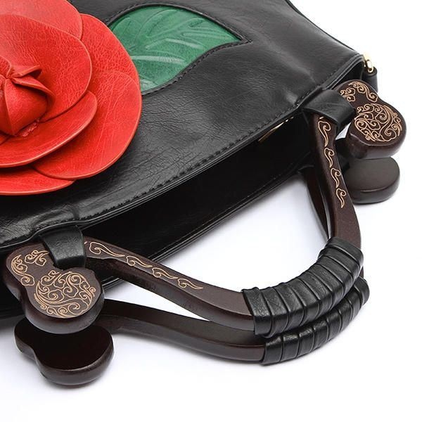 Vintage Fashion Pu Leather Rose Ozdobna Torebka Crossbody Dla Kobiet