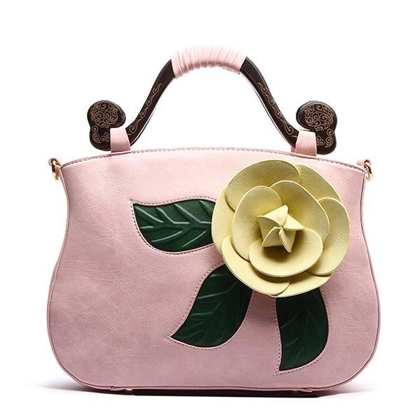 Vintage Fashion Pu Leather Rose Ozdobna Torebka Crossbody Dla Kobiet