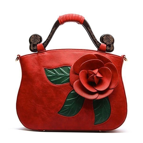 Vintage Fashion Pu Leather Rose Ozdobna Torebka Crossbody Dla Kobiet