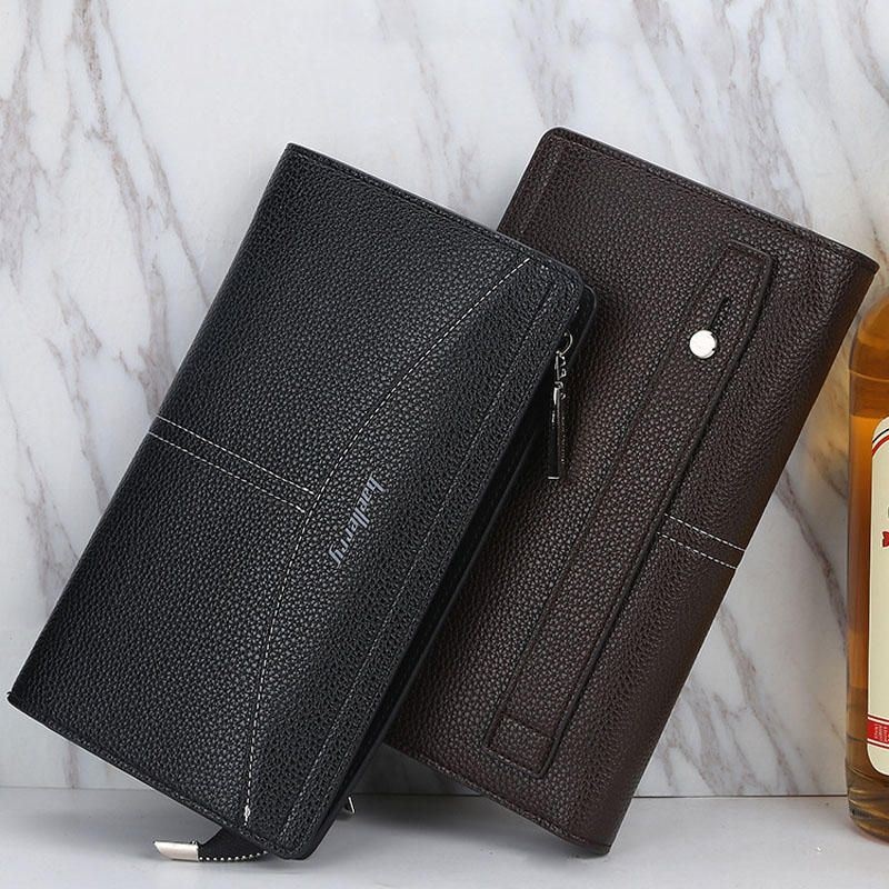 Baellerry Men Faux Leather Long Wallet Duża Pojemność Kopertówki Torby Dla Biznesu Na Zewnątrz