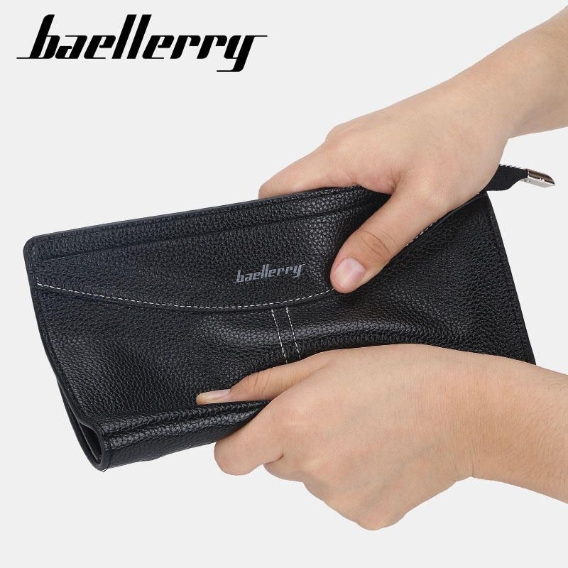 Baellerry Men Faux Leather Long Wallet Duża Pojemność Kopertówki Torby Dla Biznesu Na Zewnątrz