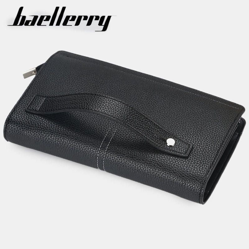 Baellerry Men Faux Leather Long Wallet Duża Pojemność Kopertówki Torby Dla Biznesu Na Zewnątrz