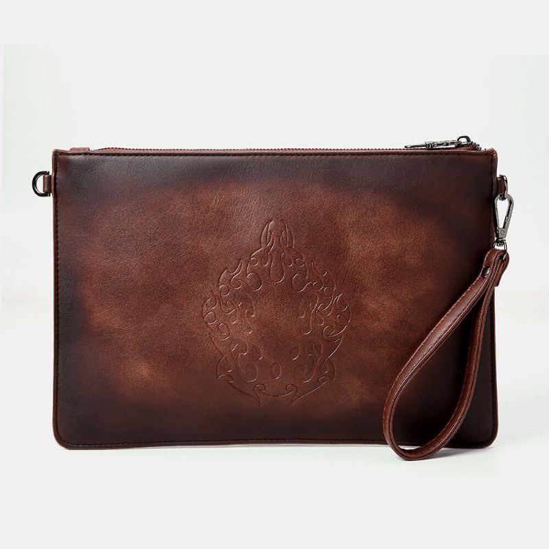 Mężczyźni Faux Leather Retro Nit Fashion Handcarry 6.3 Cal Telefon Koperta Torba Kopertówka Torba Na Nadgarstek