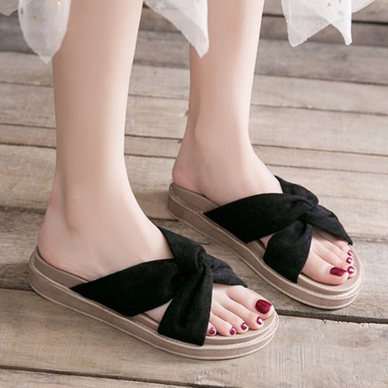 Kobiety Cross Strap Open Toe Wygodne Buty Domowe Kapcie